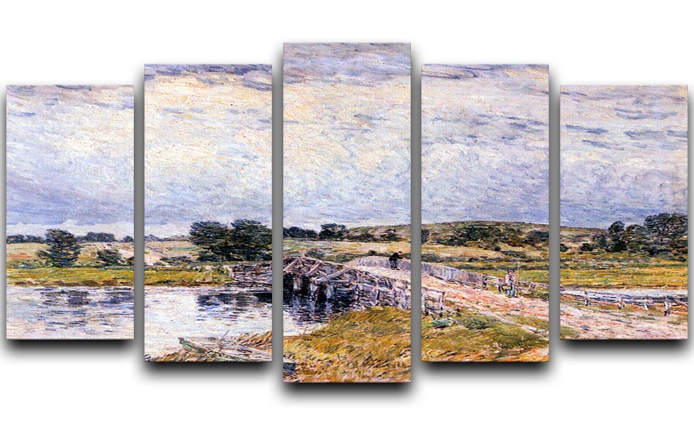 The bridge from Old Lyme by Hassam 5 Split Panel Canvas - Canvas Art Rocks - 1