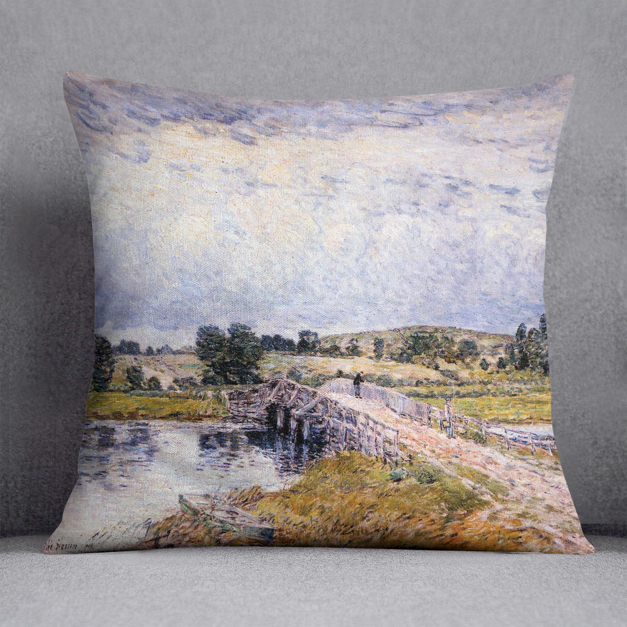 The bridge from Old Lyme by Hassam Cushion - Canvas Art Rocks - 1