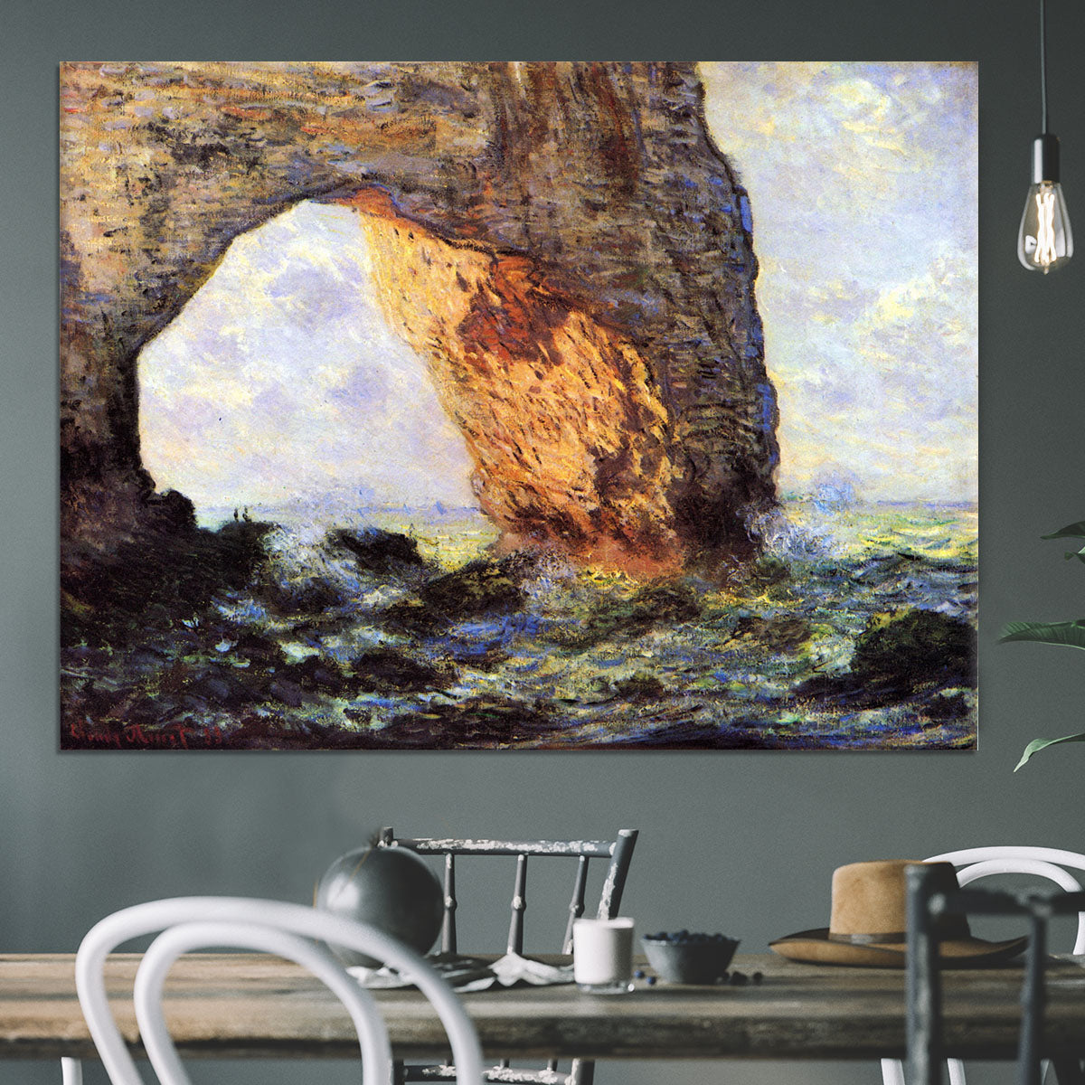 The cliff at Etretat by Monet Canvas Print or Poster - Canvas Art Rocks - 3
