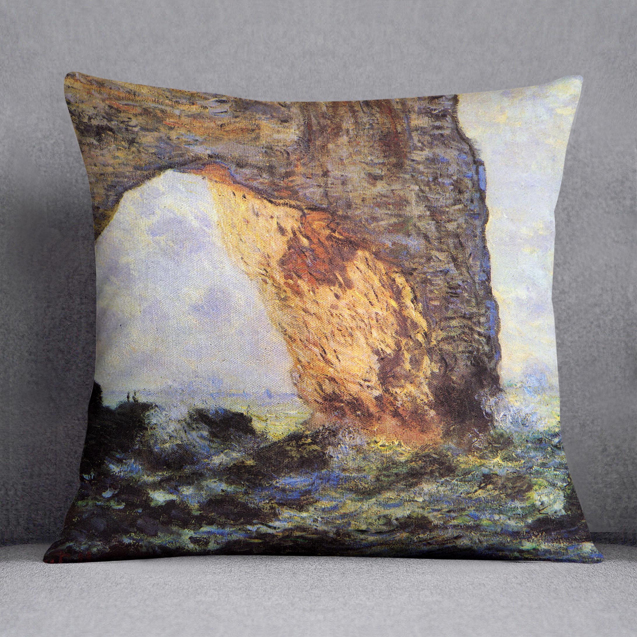 The cliff at Etretat by Monet Cushion