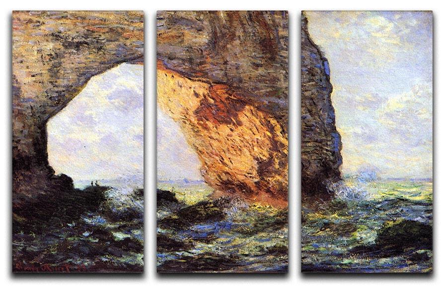 The cliff at Etretat by Monet Split Panel Canvas Print - Canvas Art Rocks - 4