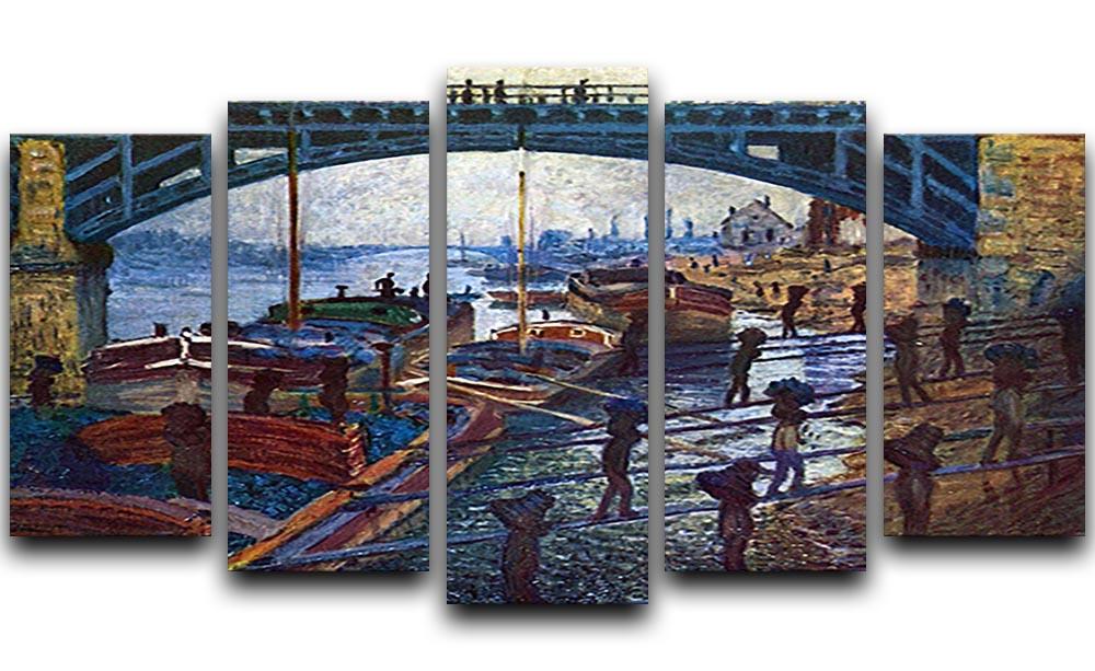 The coal carrier by Monet 5 Split Panel Canvas  - Canvas Art Rocks - 1