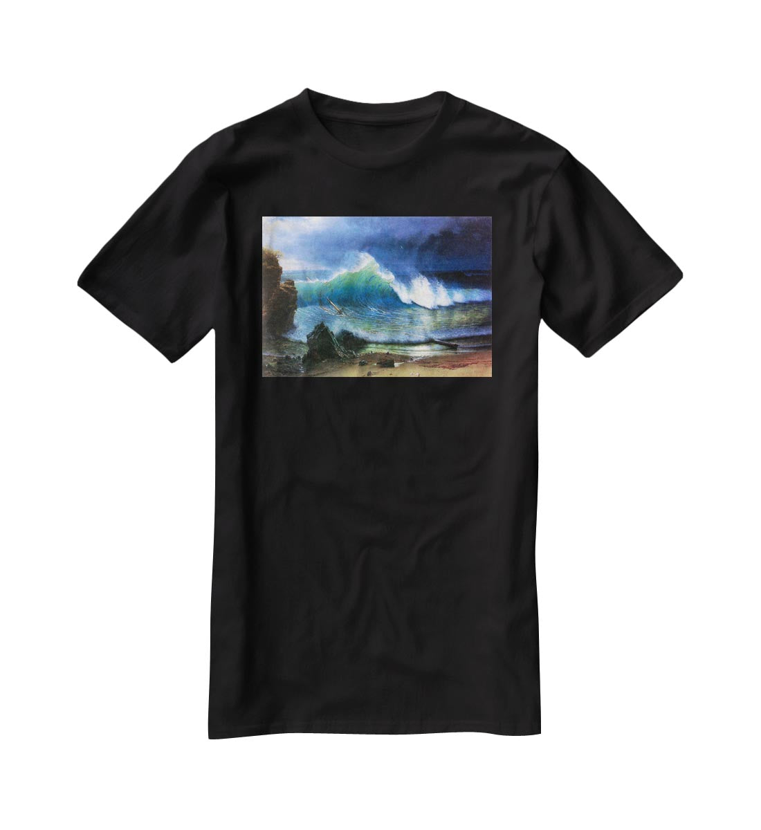 The coast of the Turquoise sea by Bierstadt T-Shirt - Canvas Art Rocks - 1