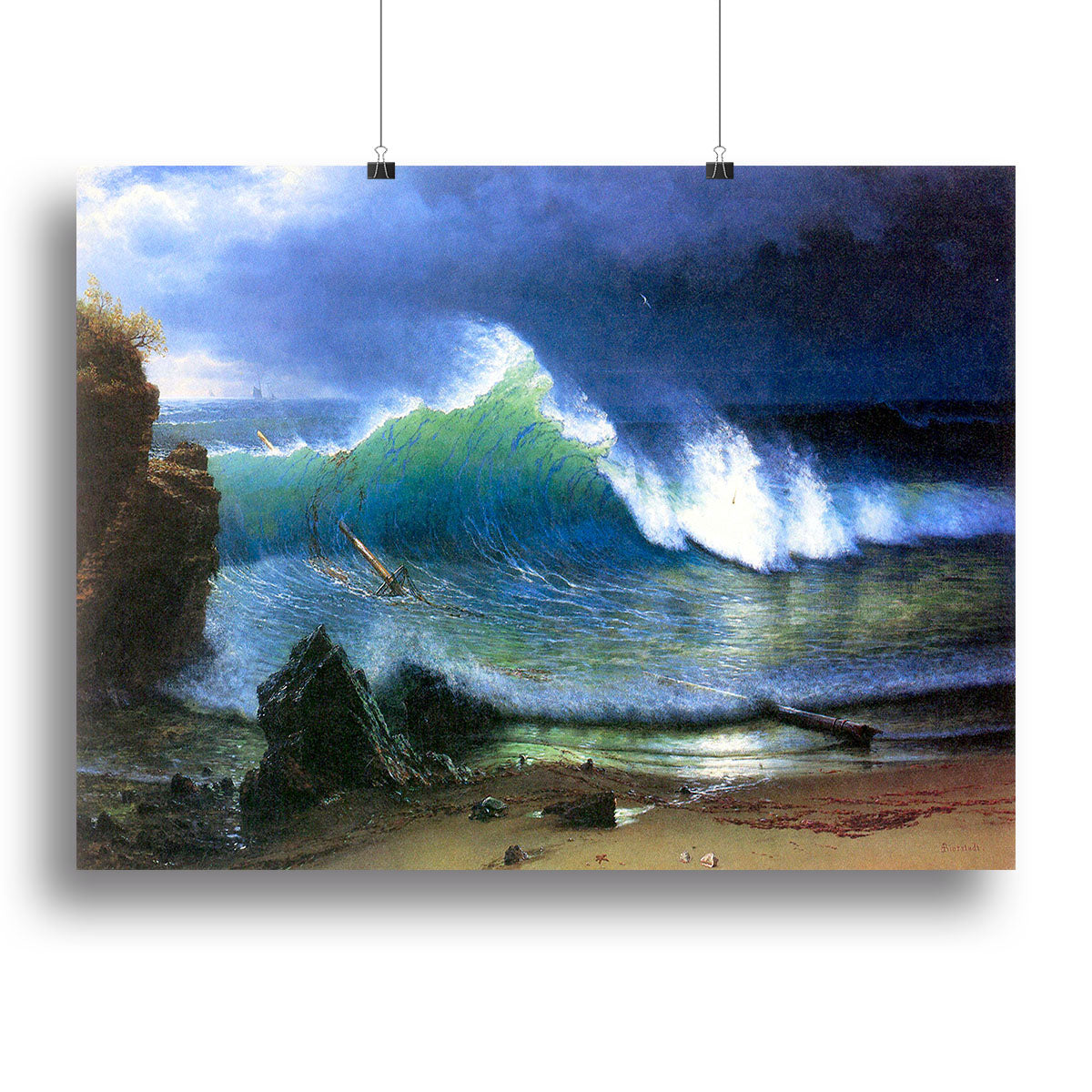 The coast of the Turquoise sea by Bierstadt Canvas Print or Poster - Canvas Art Rocks - 2