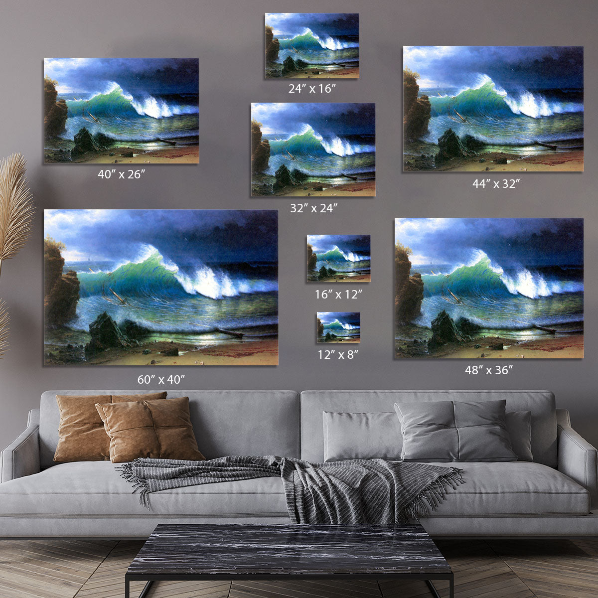 The coast of the Turquoise sea by Bierstadt Canvas Print or Poster - Canvas Art Rocks - 7