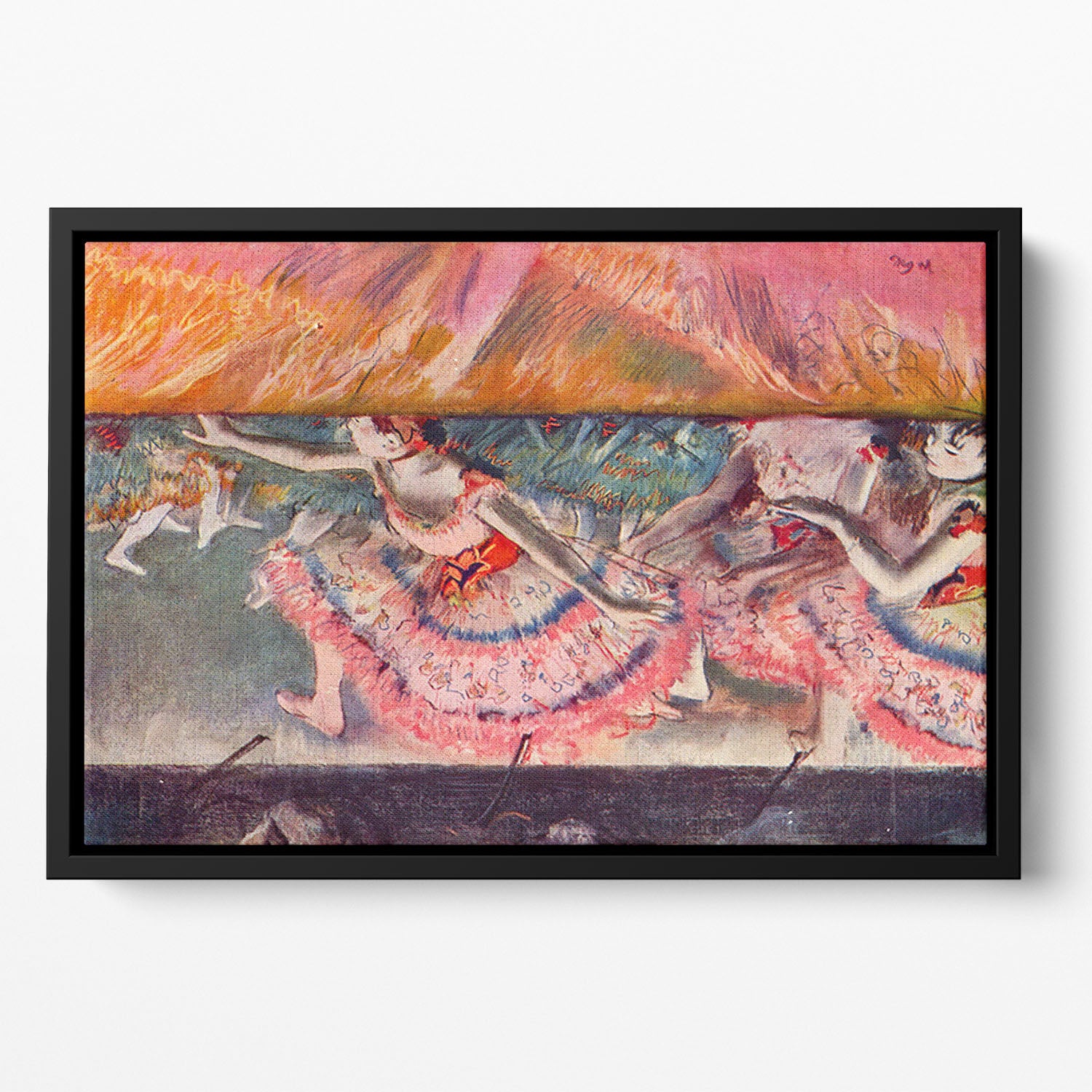 The curtain falls by Degas Floating Framed Canvas