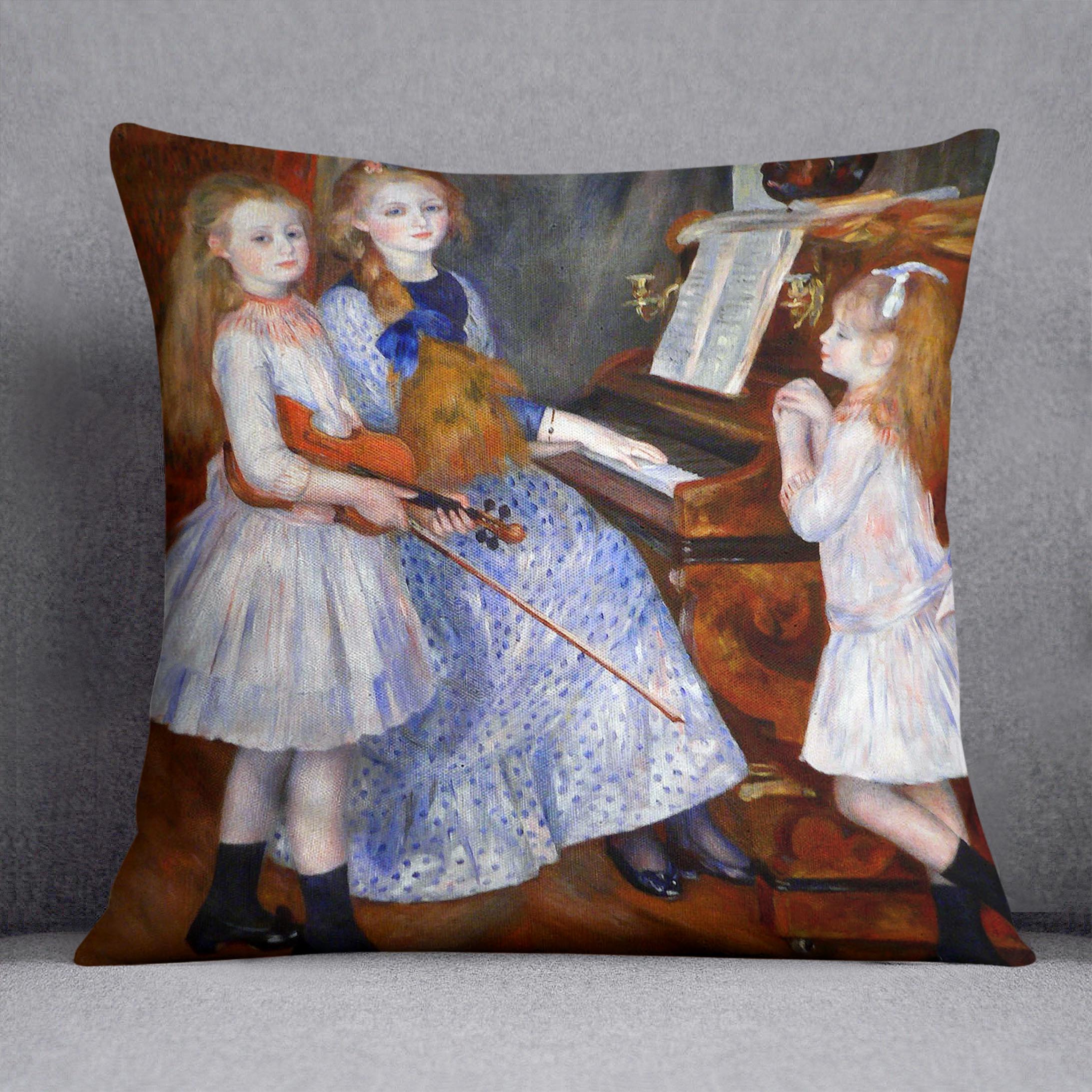 The daughters of Catulle Mendes by Renoir Cushion