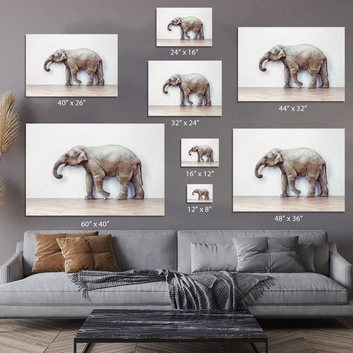 The elephant calm in the room near white wall Canvas Print or Poster - Canvas Art Rocks - 7
