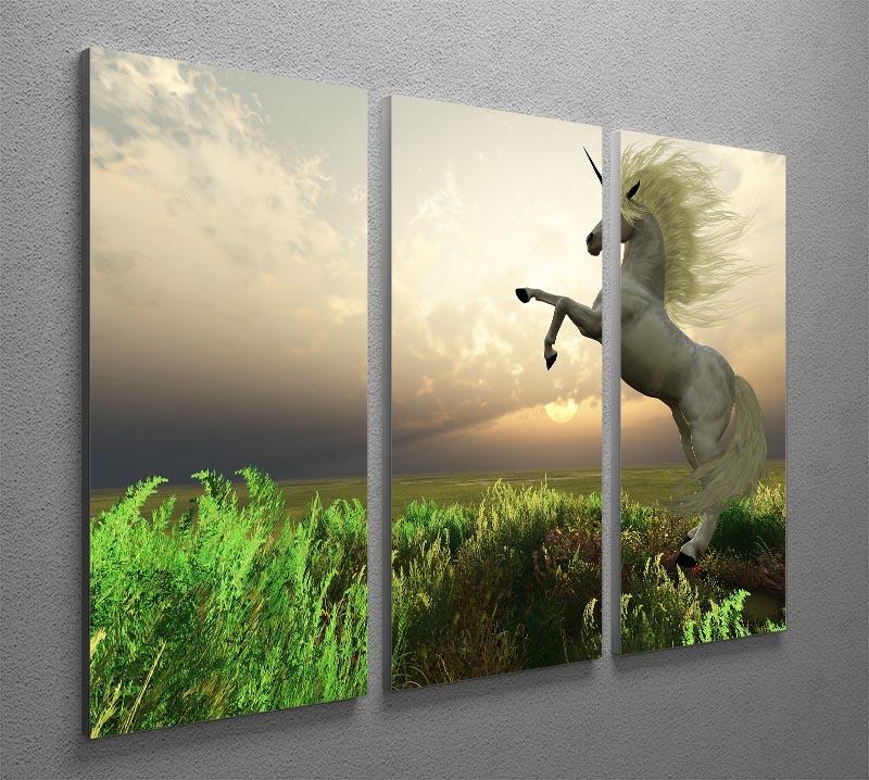 The fabled Unicorn Stag 3 Split Panel Canvas Print - Canvas Art Rocks - 2