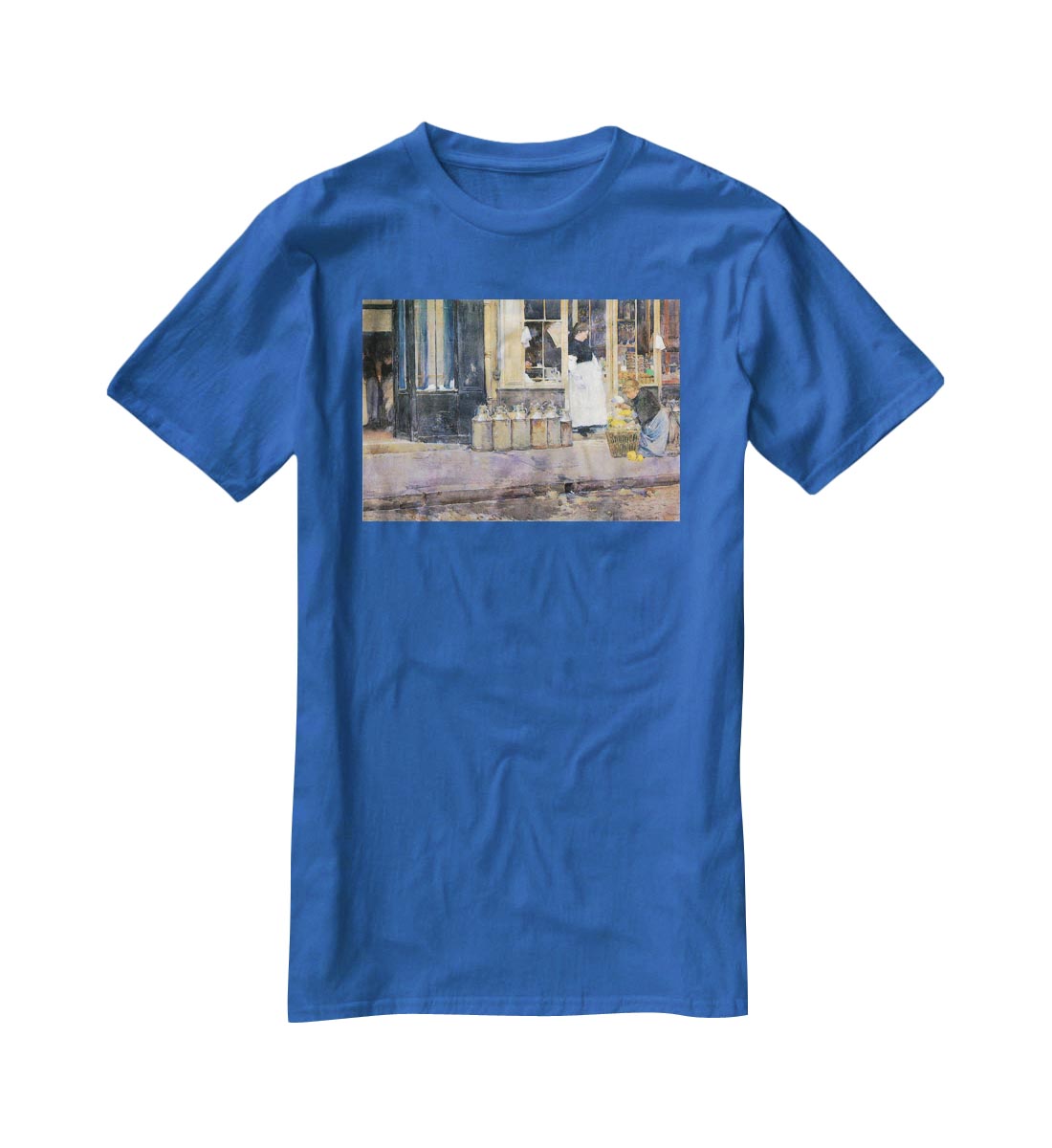 The flower girls and the milk vendor by Hassam T-Shirt - Canvas Art Rocks - 2
