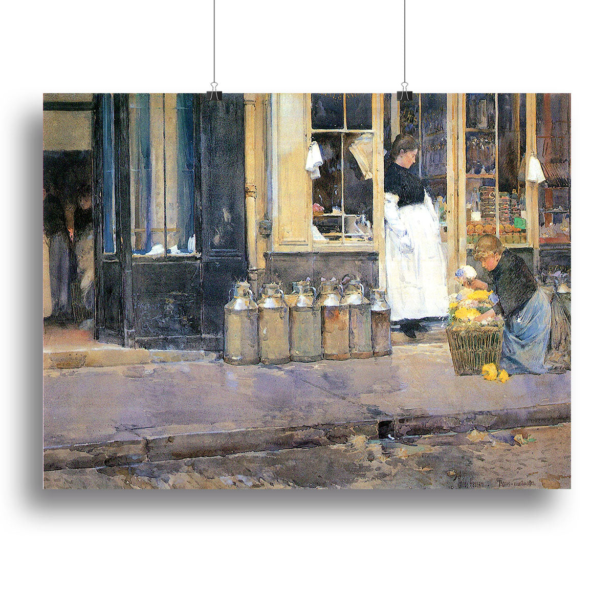 The flower girls and the milk vendor by Hassam Canvas Print or Poster - Canvas Art Rocks - 2
