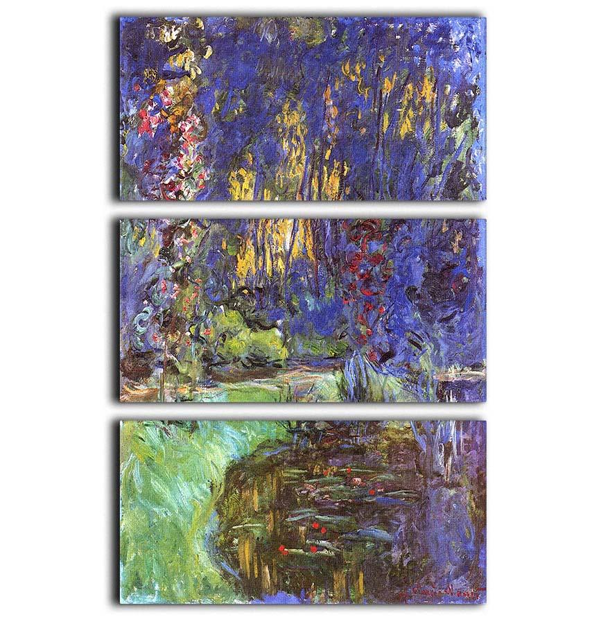 The garden in Giverny by Monet 3 Split Panel Canvas Print - Canvas Art Rocks - 1