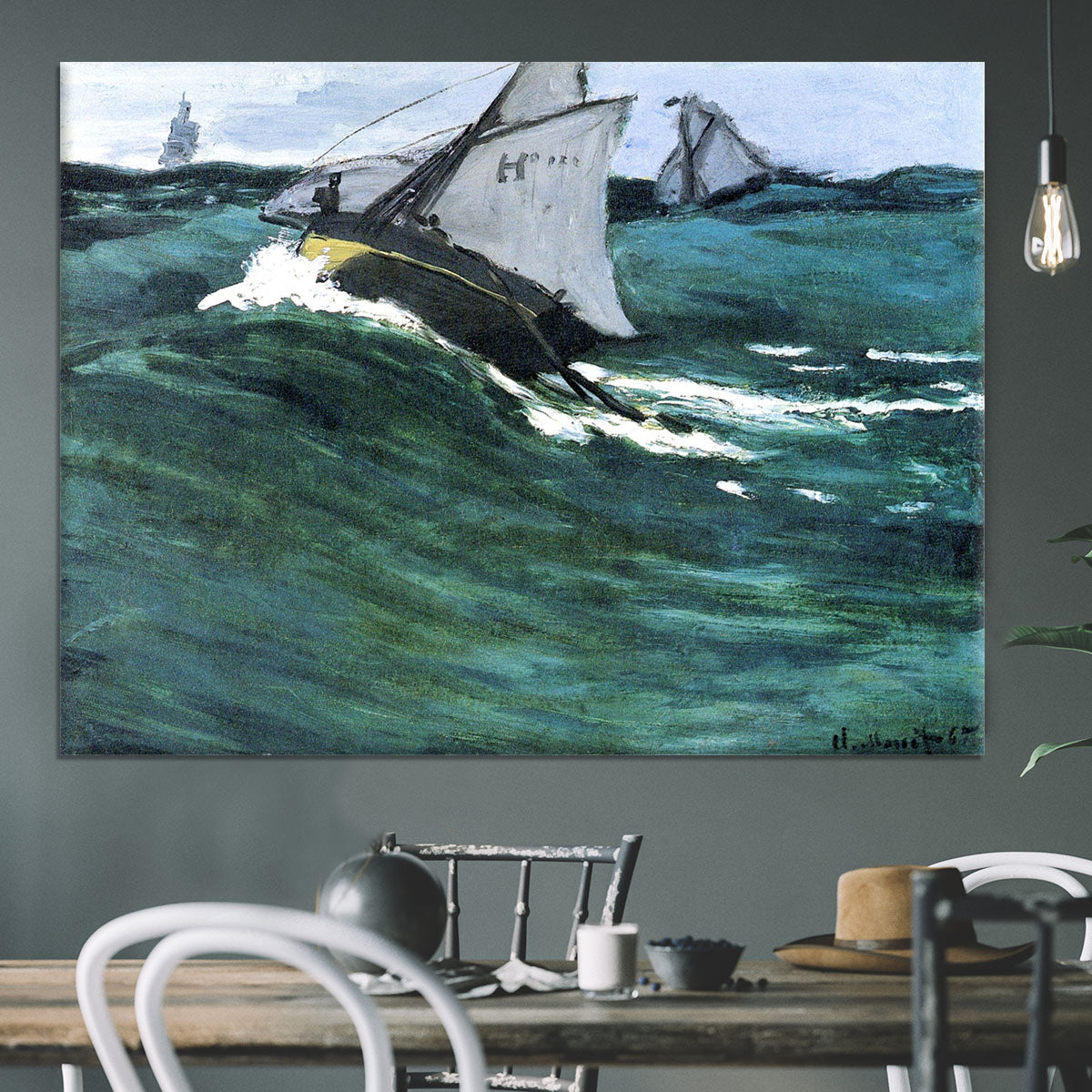 The green wave by Monet Canvas Print or Poster - Canvas Art Rocks - 3