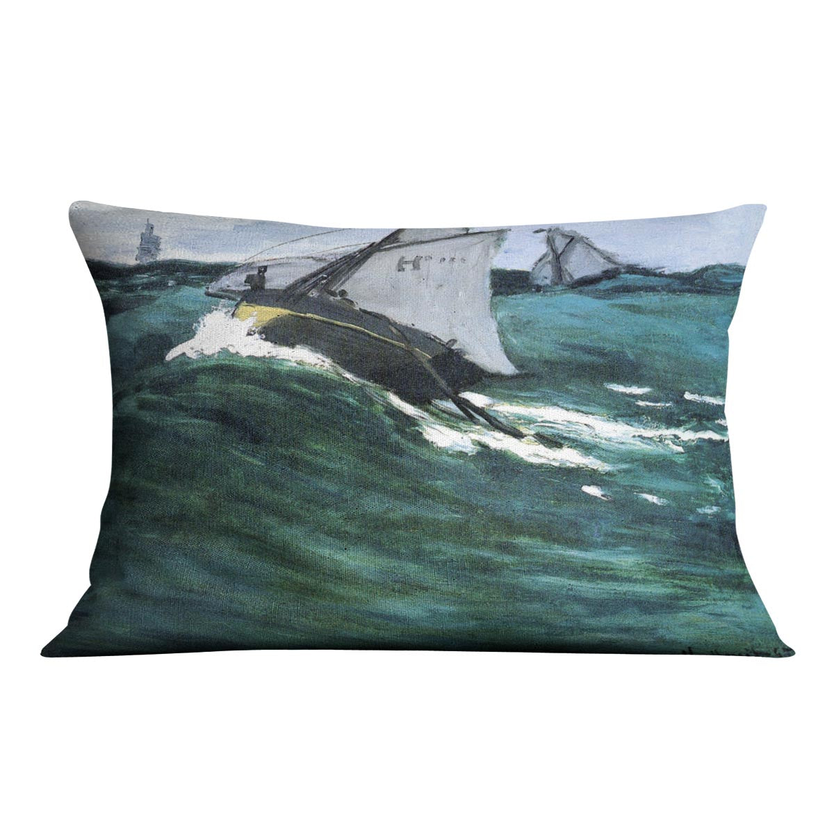 The green wave by Monet Cushion