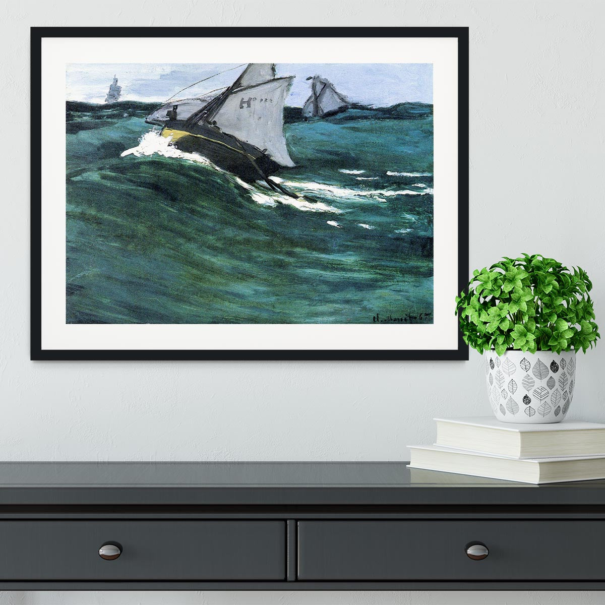 The green wave by Monet Framed Print - Canvas Art Rocks - 1