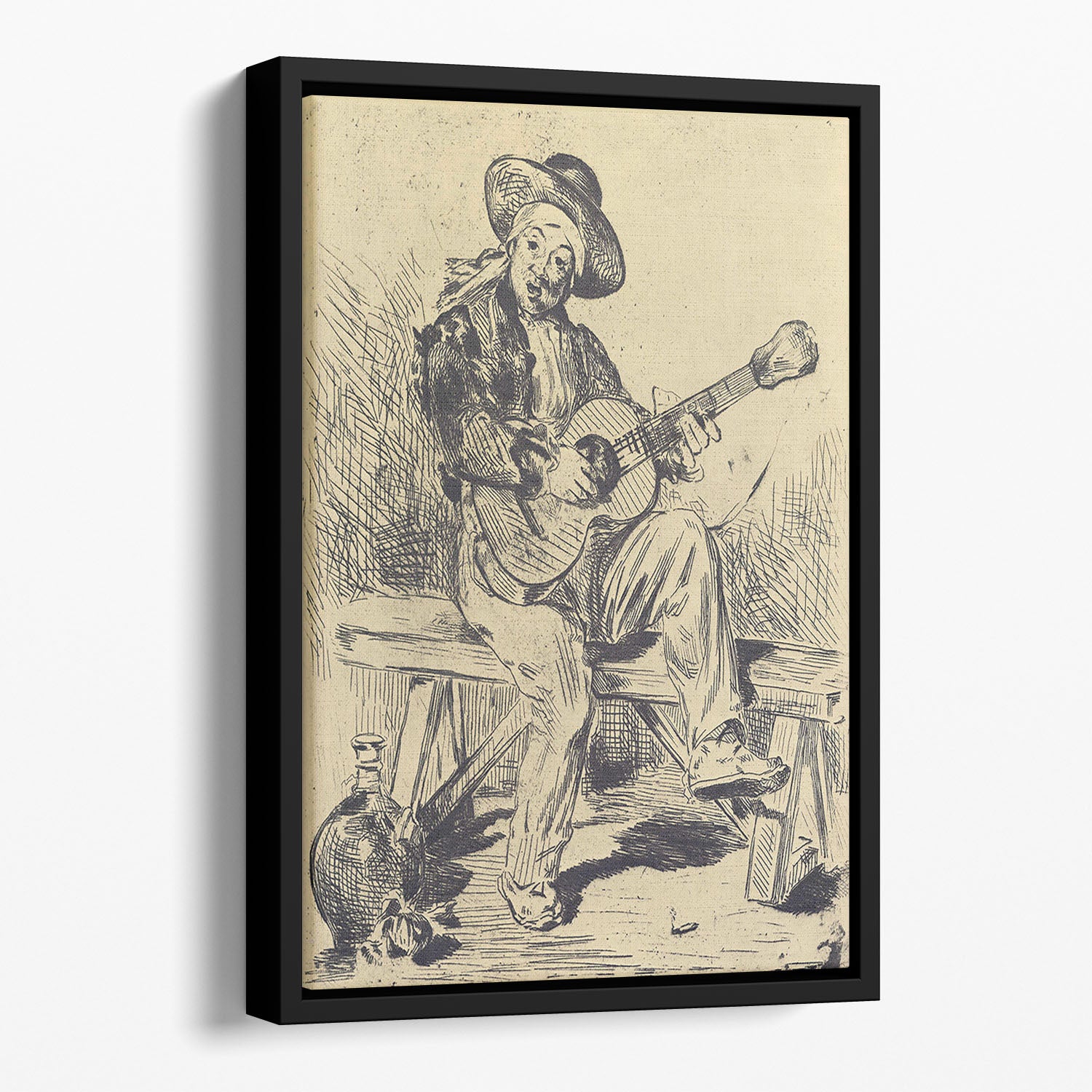 The guitar Player by Manet Floating Framed Canvas