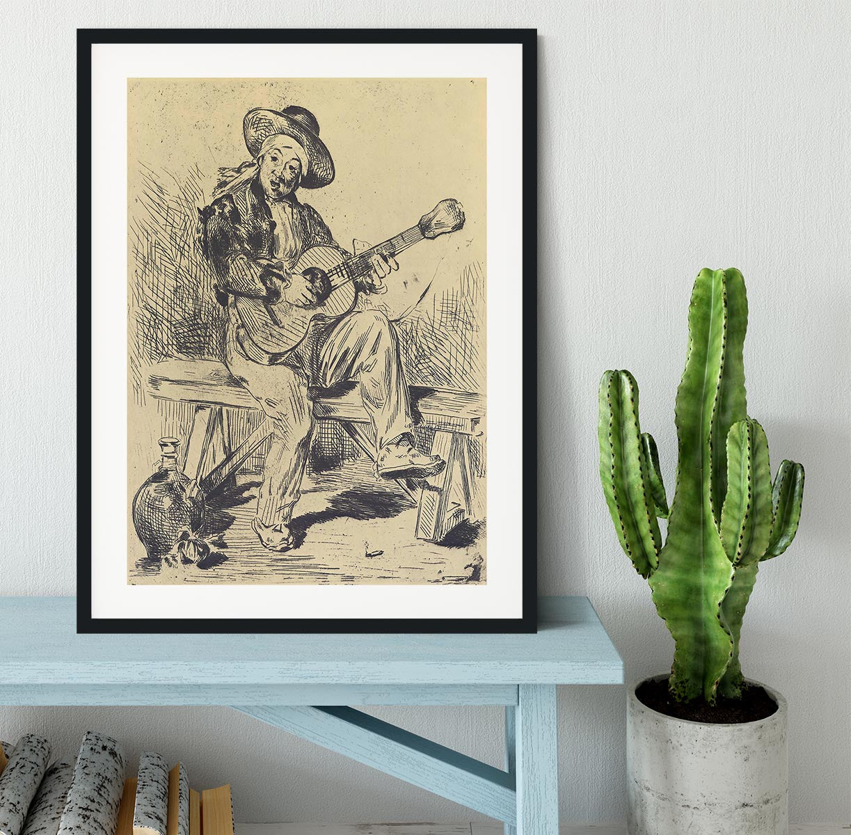 The guitar Player by Manet Framed Print - Canvas Art Rocks - 1