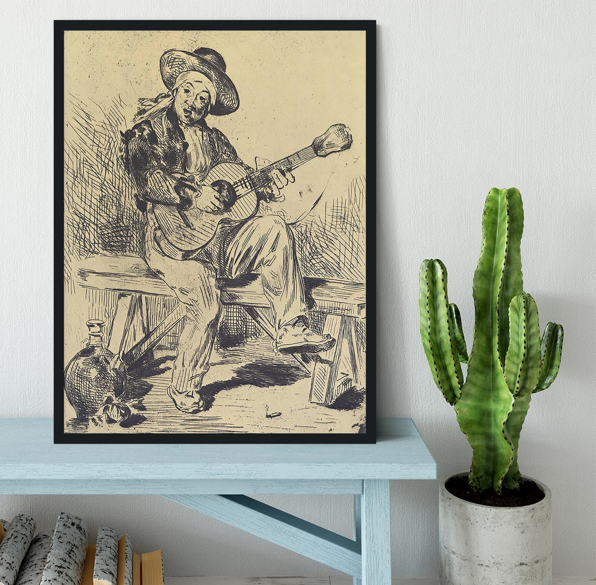 The guitar Player by Manet Framed Print - Canvas Art Rocks - 2