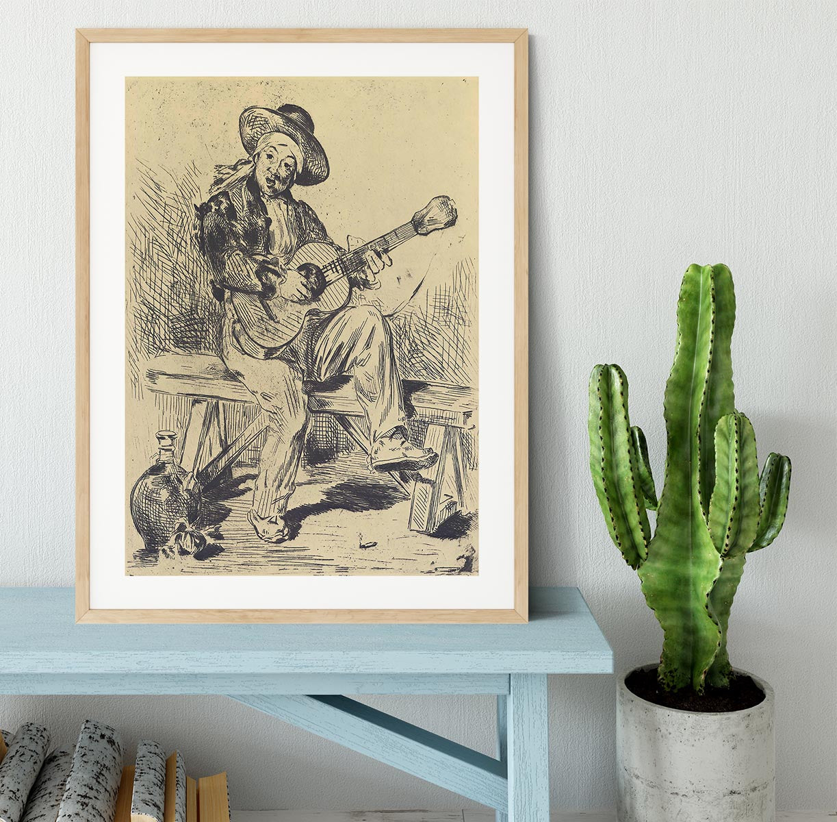 The guitar Player by Manet Framed Print - Canvas Art Rocks - 3