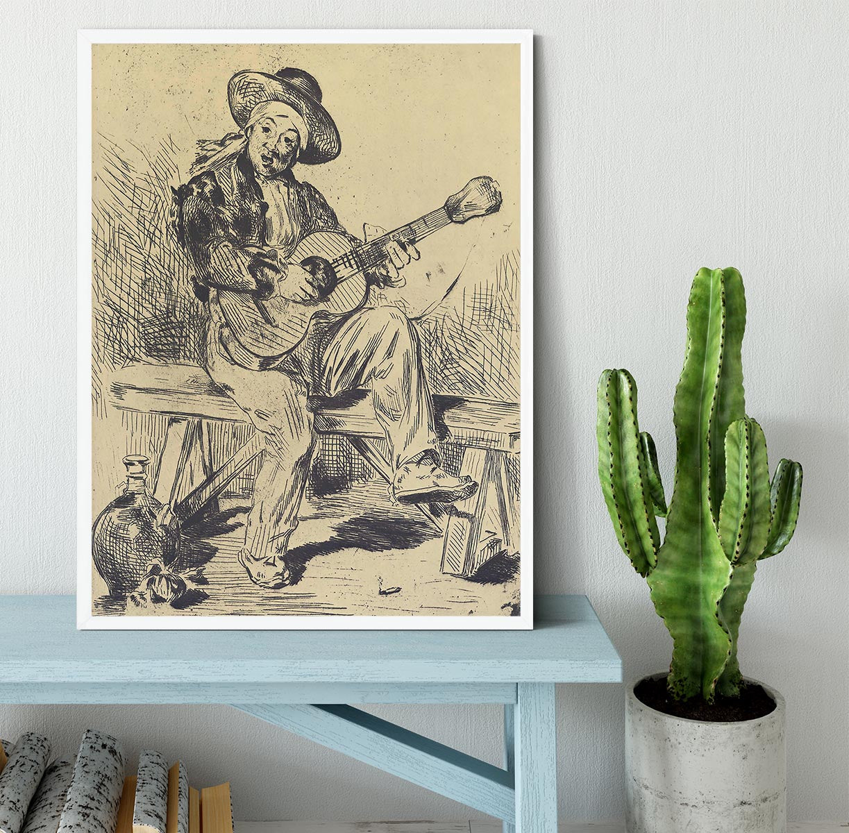 The guitar Player by Manet Framed Print - Canvas Art Rocks -6