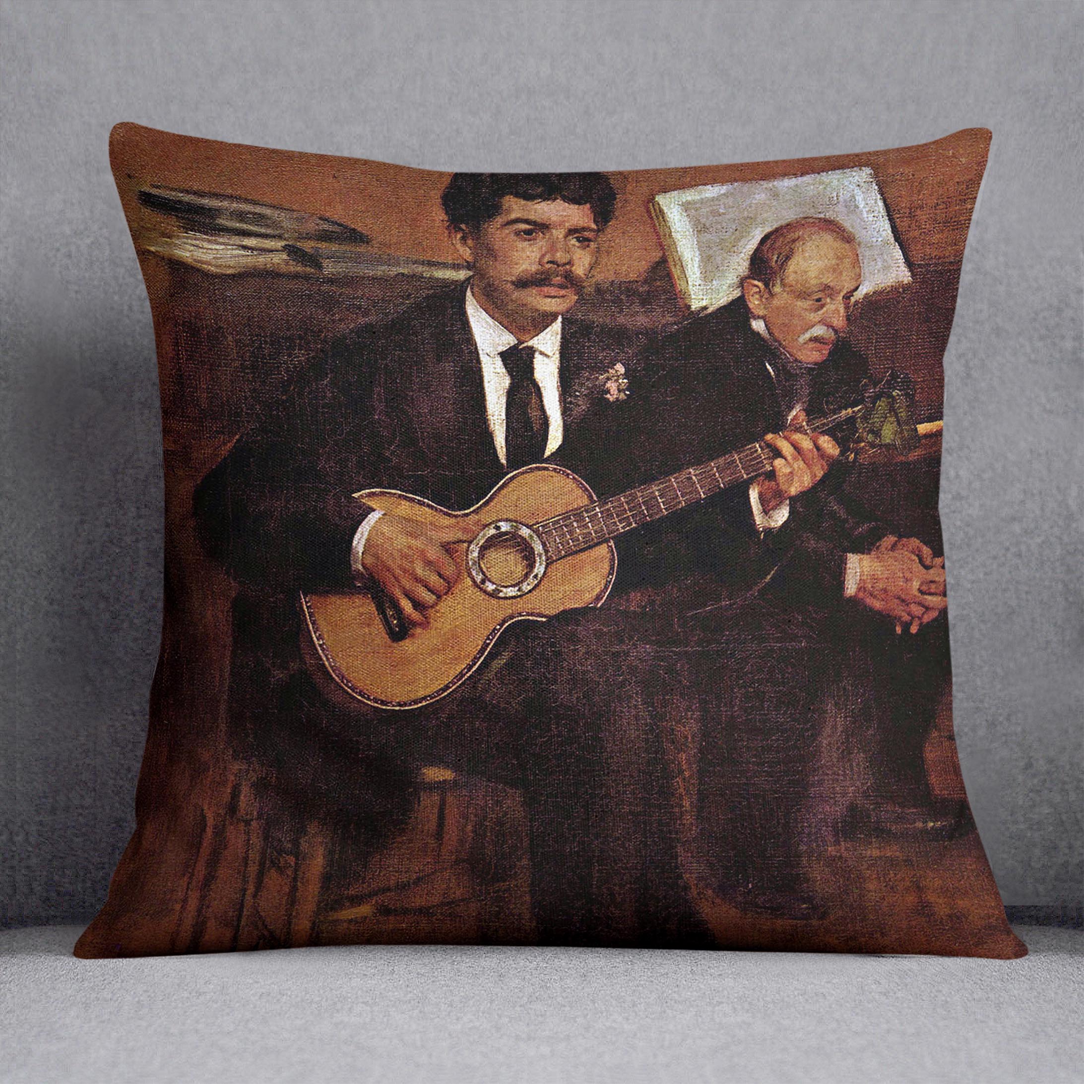 The guitarist Pagans and Monsieur Degas by Manet Cushion