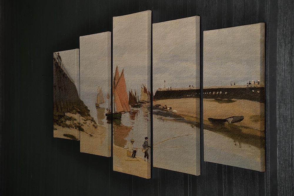 The harbor at Trouville by Monet 5 Split Panel Canvas - Canvas Art Rocks - 2