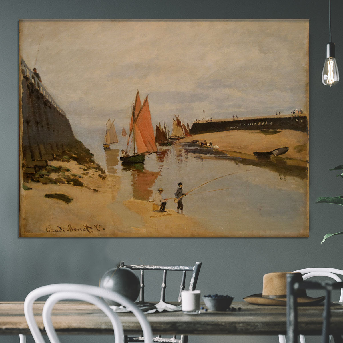 The harbor at Trouville by Monet Canvas Print or Poster - Canvas Art Rocks - 3