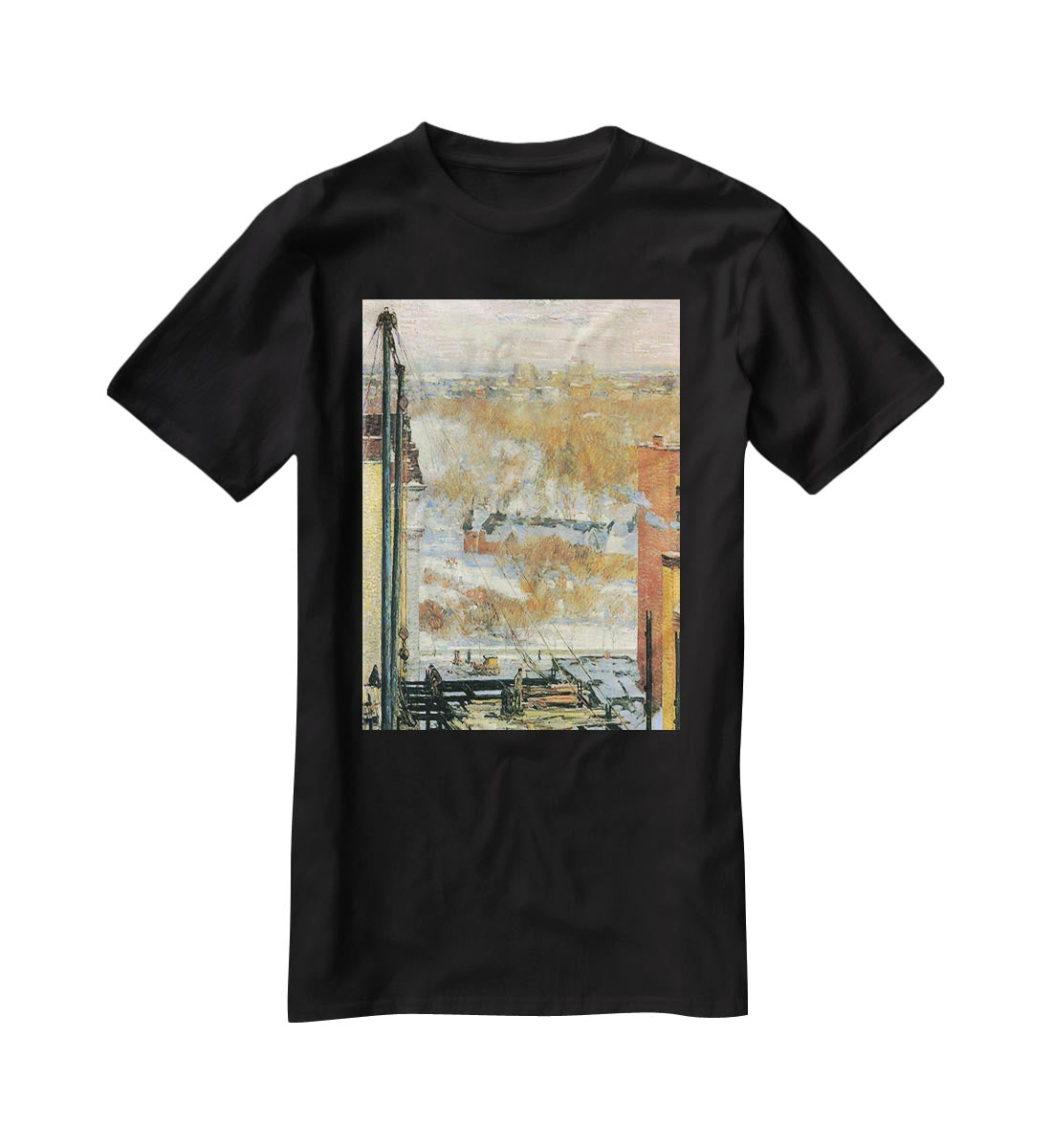 The hut and the skyscrapers by Hassam T-Shirt - Canvas Art Rocks - 1