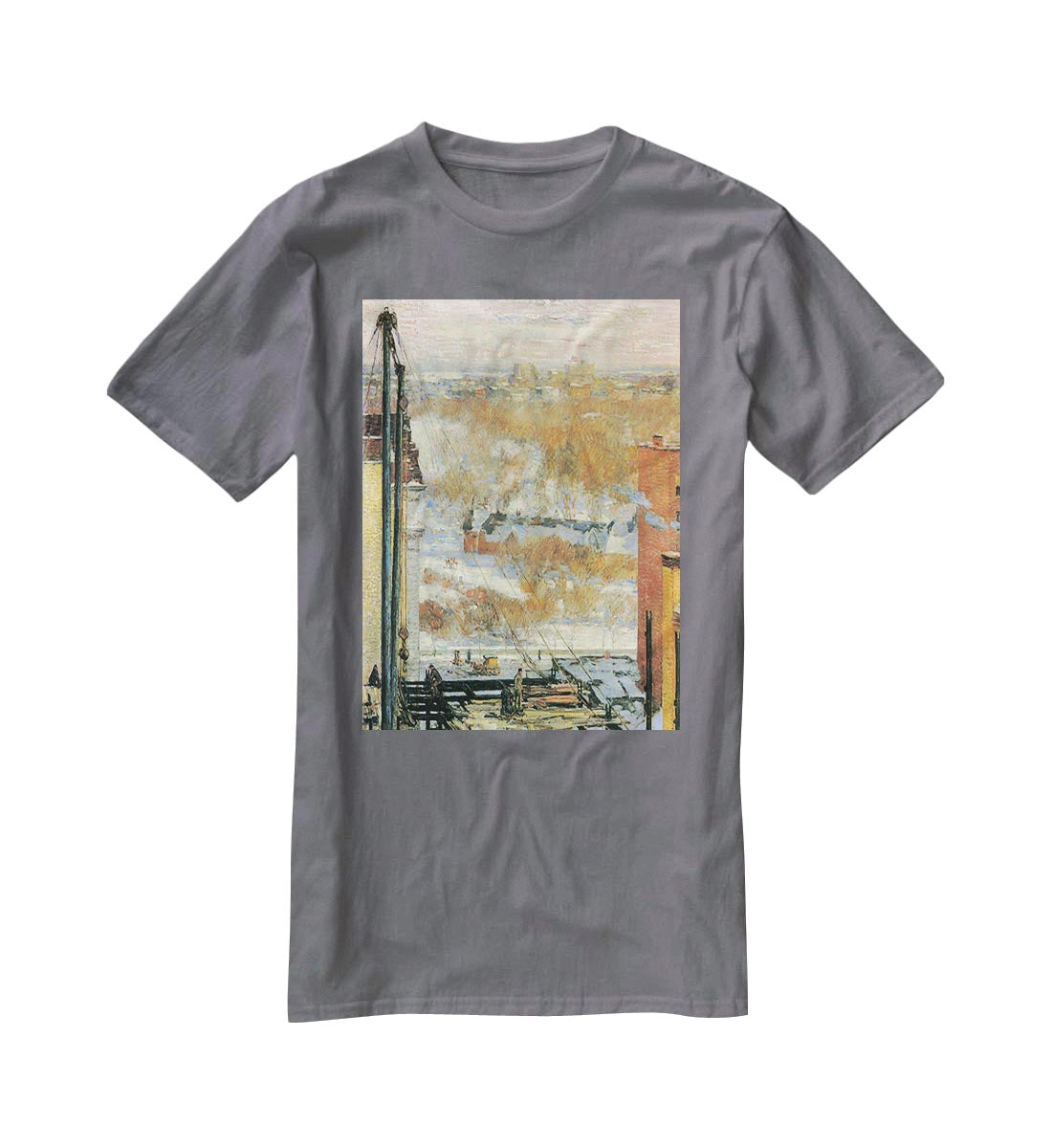 The hut and the skyscrapers by Hassam T-Shirt - Canvas Art Rocks - 3