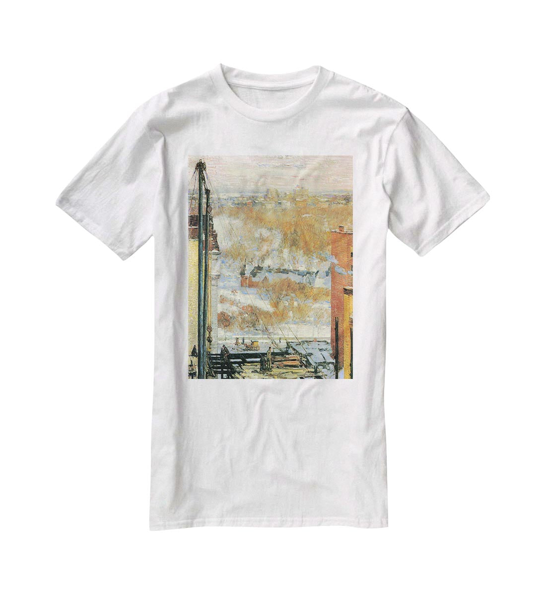 The hut and the skyscrapers by Hassam T-Shirt - Canvas Art Rocks - 5