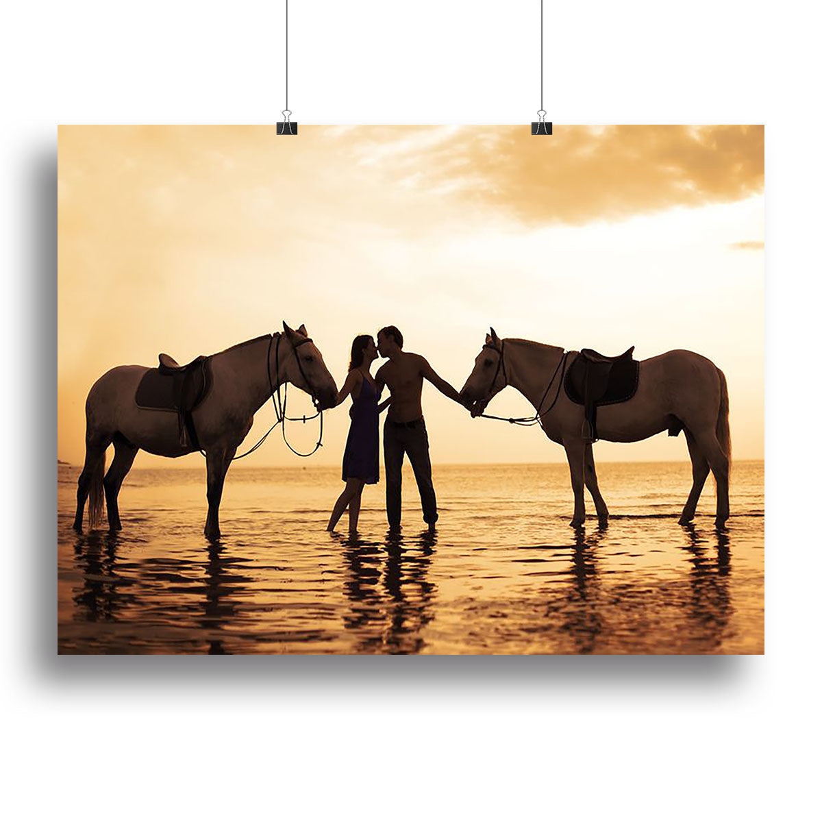 The image of a couple in love at sunset in the sea Canvas Print or Poster - Canvas Art Rocks - 2