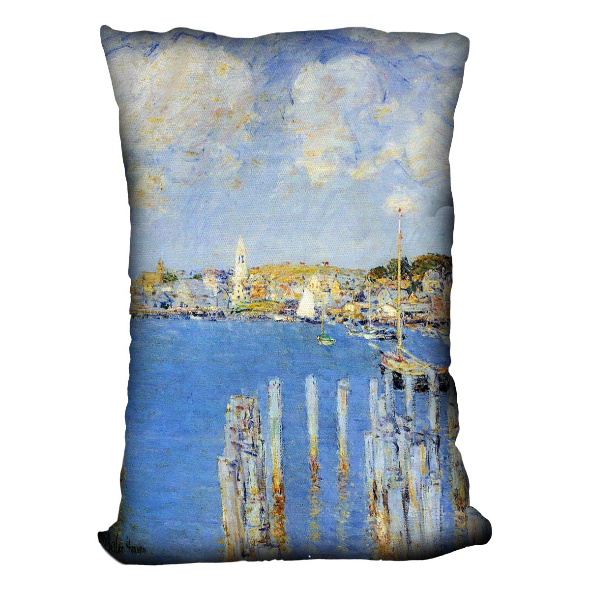 The inland port of Gloucester by Hassam Cushion - Canvas Art Rocks - 4