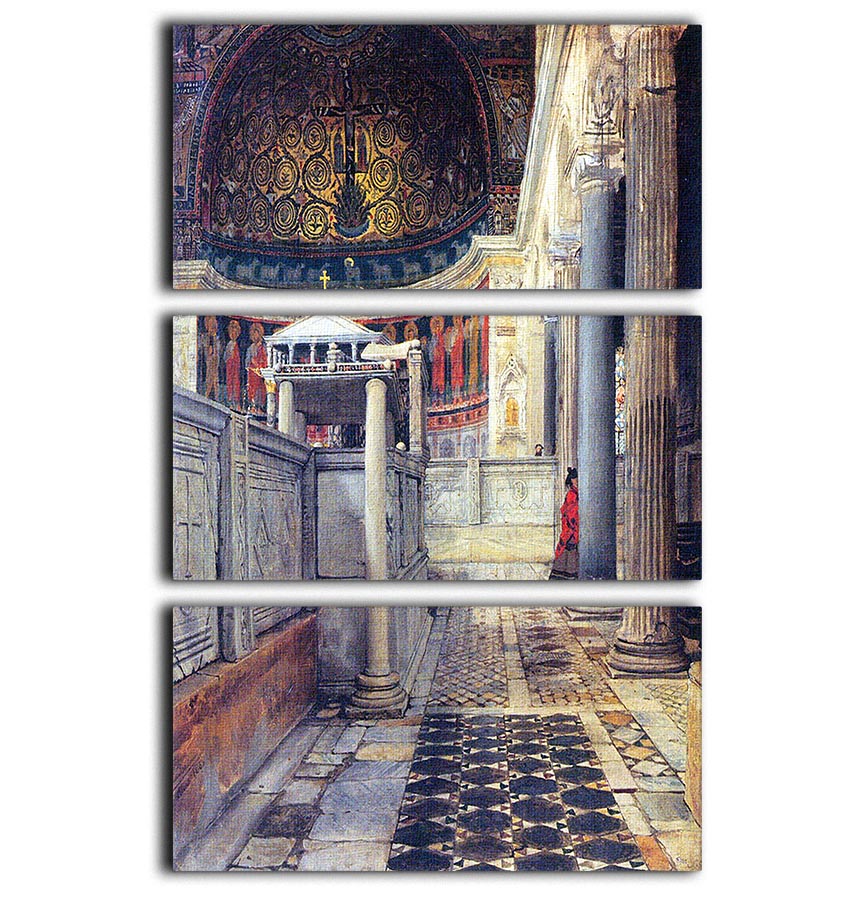 The interior of the church of San Clemente Rome by Alma Tadema 3 Split Panel Canvas Print - Canvas Art Rocks - 1