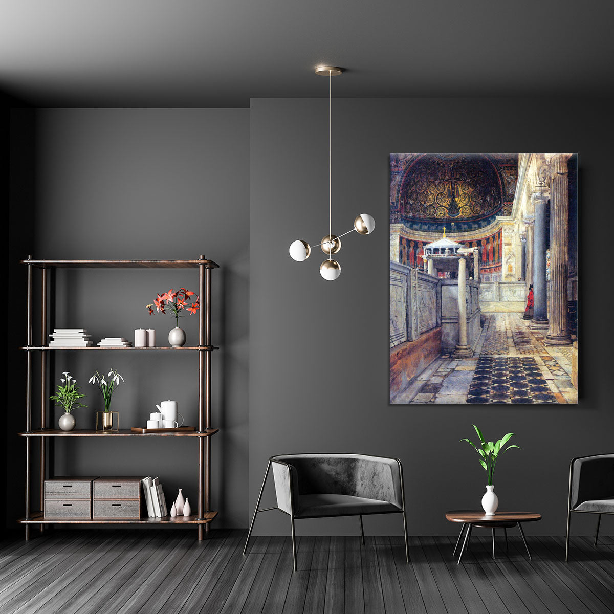 The interior of the church of San Clemente Rome by Alma Tadema Canvas Print or Poster - Canvas Art Rocks - 5