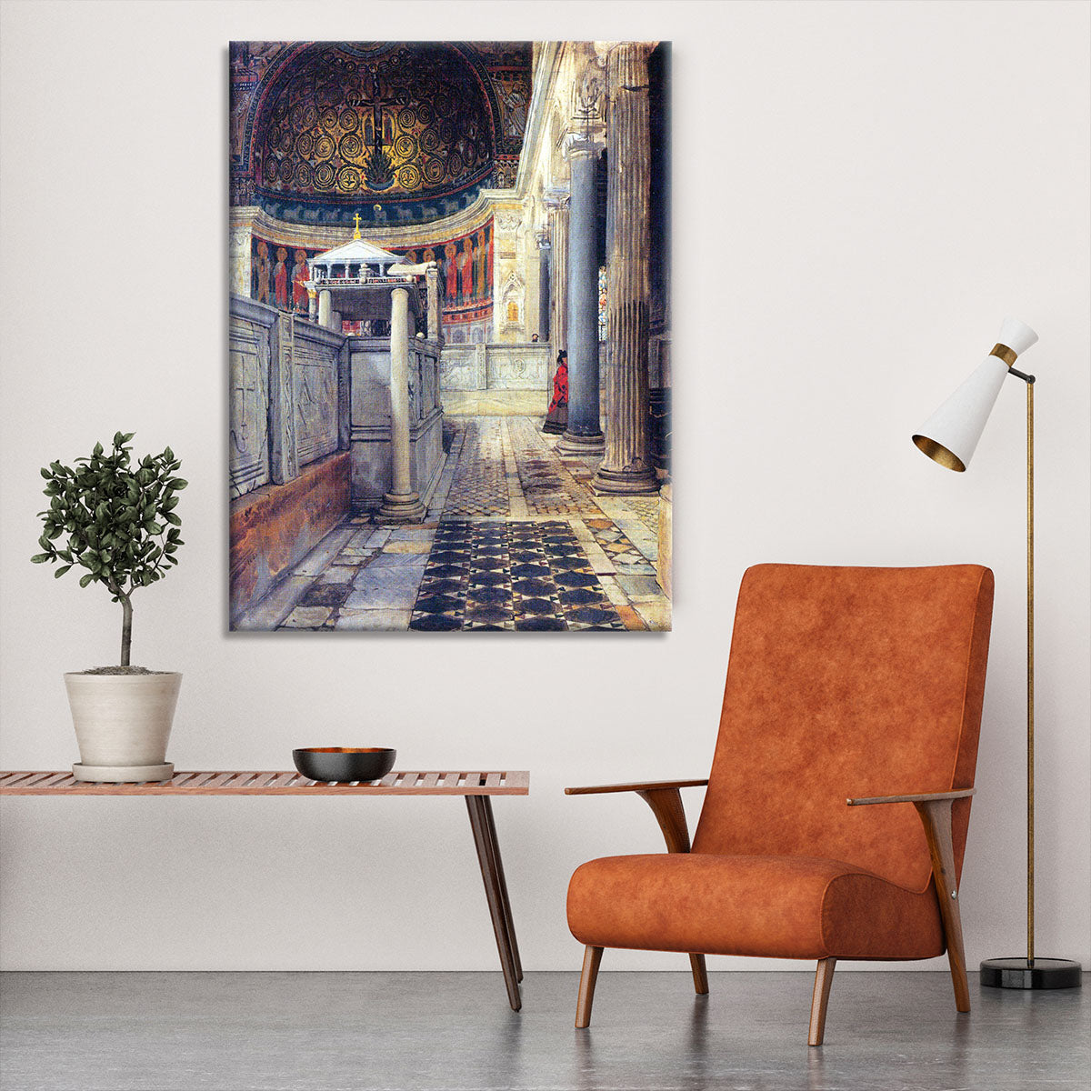 The interior of the church of San Clemente Rome by Alma Tadema Canvas Print or Poster - Canvas Art Rocks - 6