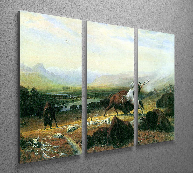 The last Buffalo by Bierstadt 3 Split Panel Canvas Print - Canvas Art Rocks - 2