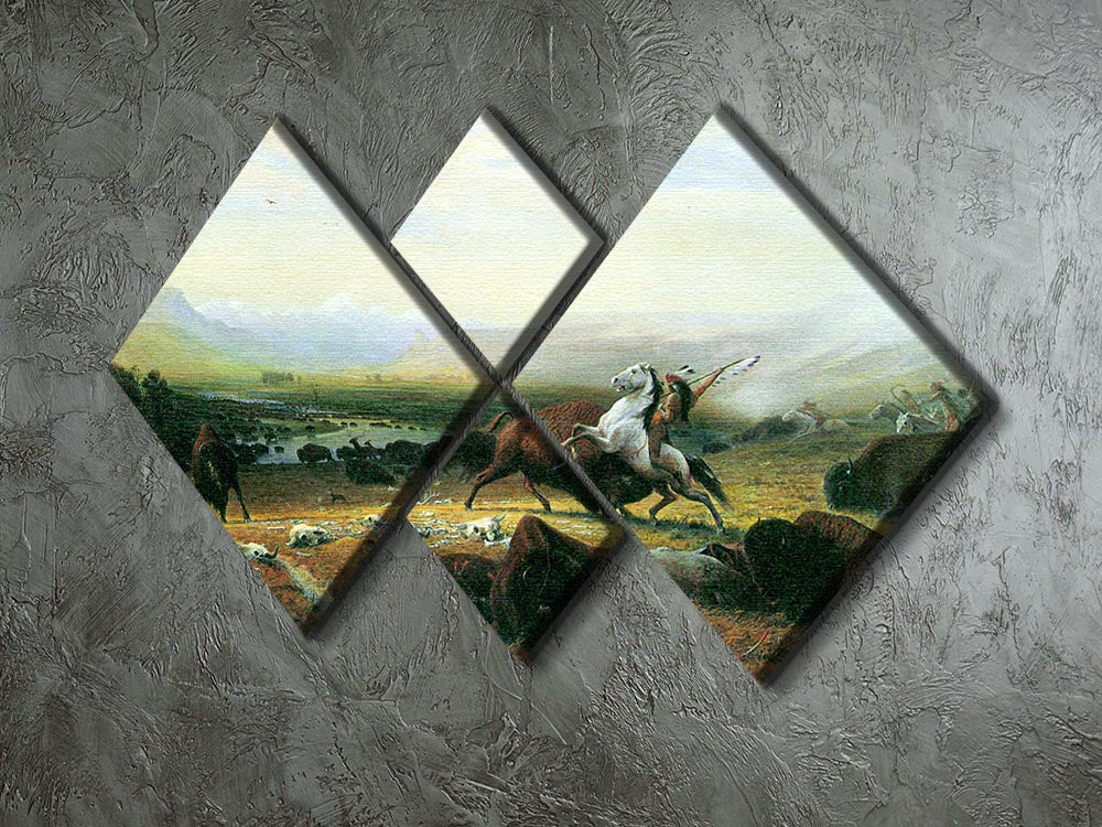 The last Buffalo by Bierstadt 4 Square Multi Panel Canvas - Canvas Art Rocks - 2