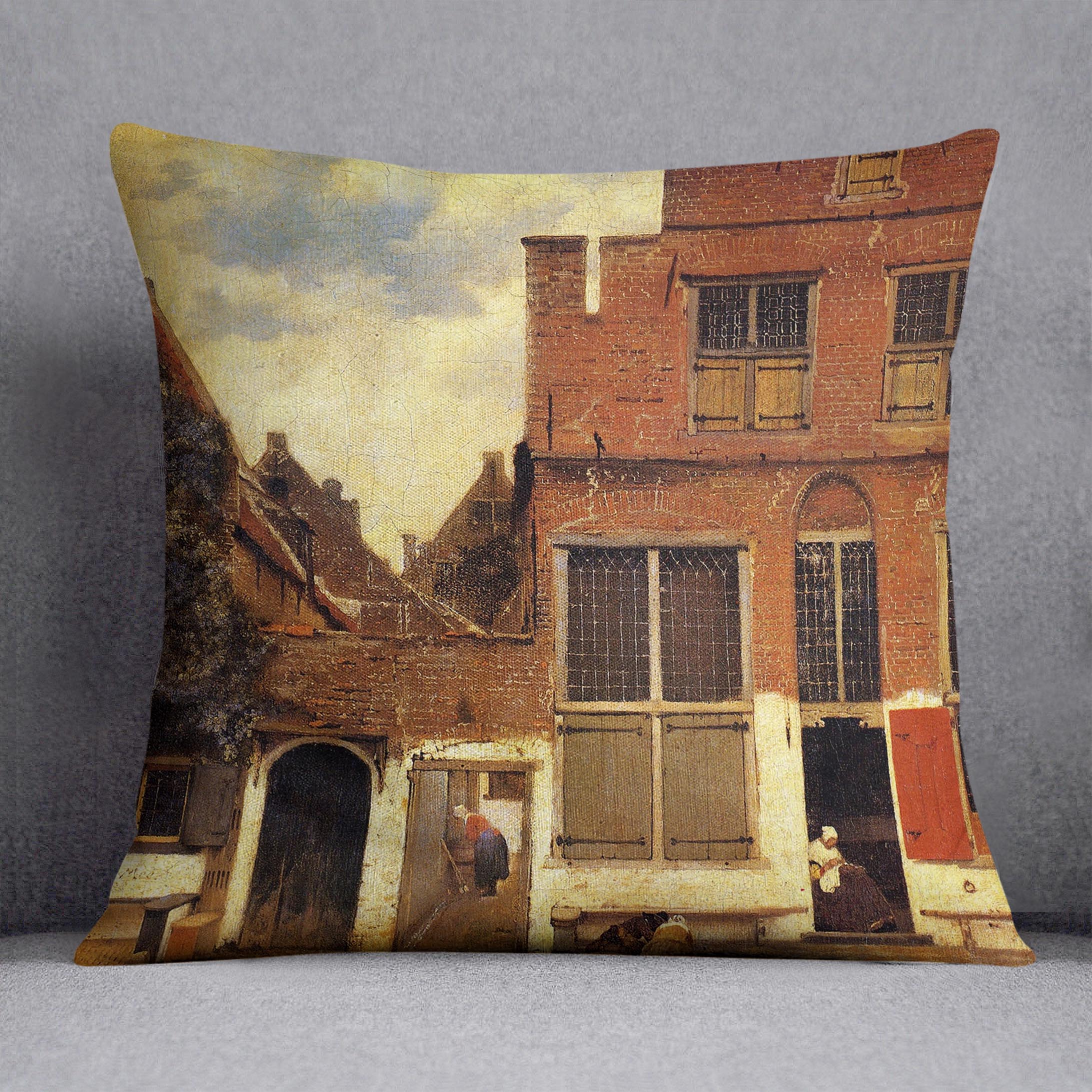 The little street by Vermeer Cushion