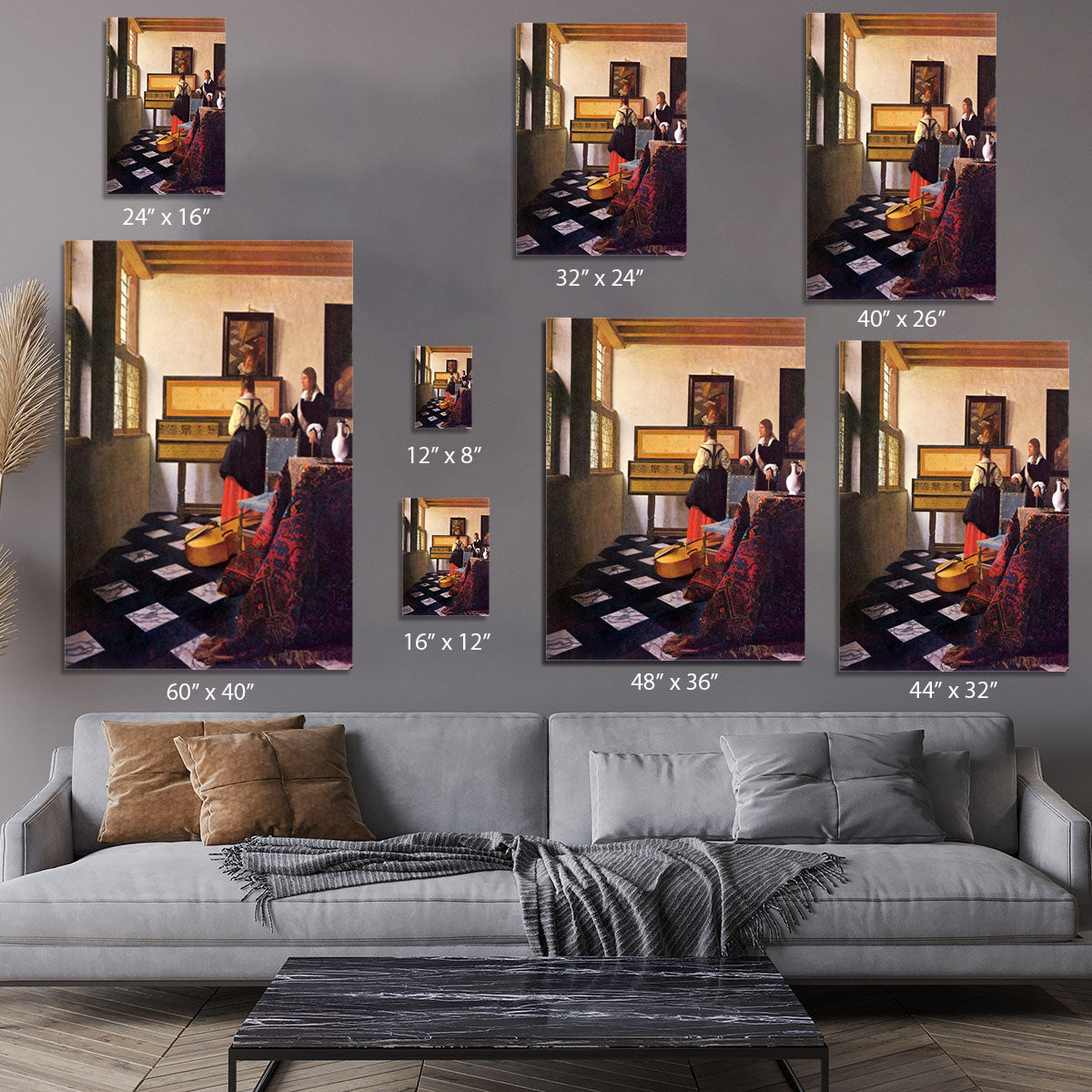 The music lesson by Vermeer Canvas Print or Poster - Canvas Art Rocks - 7