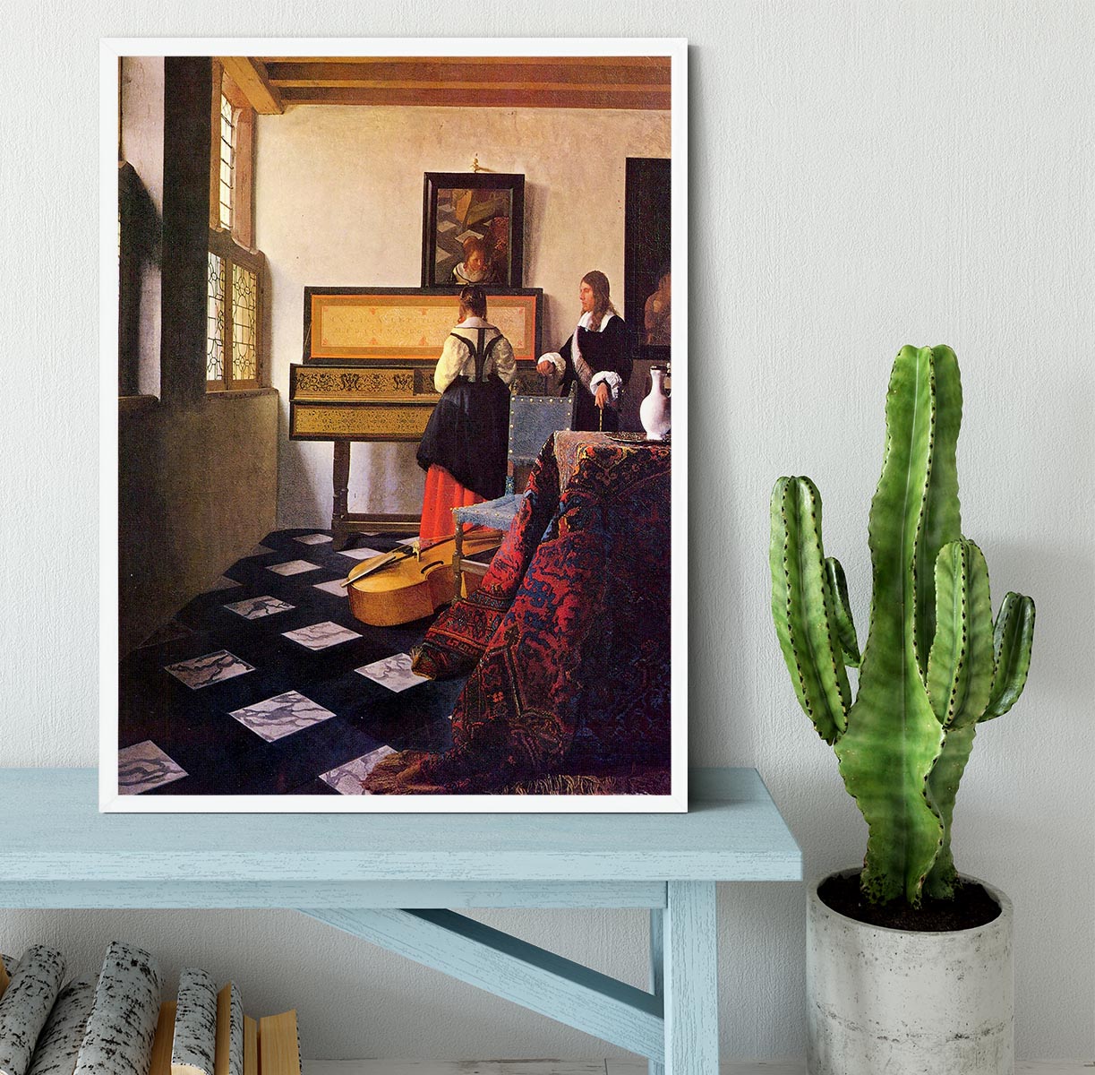 The music lesson by Vermeer Framed Print - Canvas Art Rocks -6