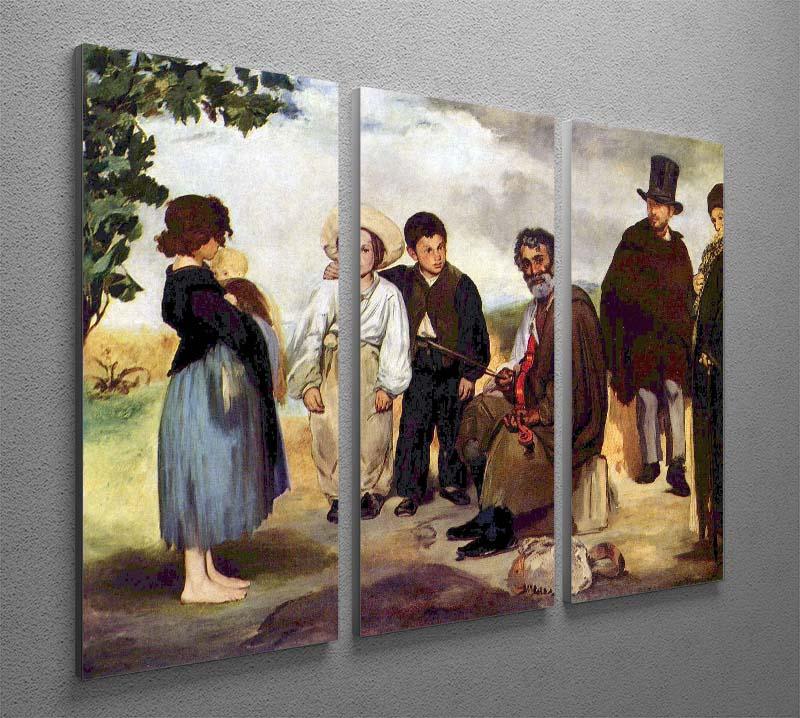 The old musician by Manet 3 Split Panel Canvas Print - Canvas Art Rocks - 2