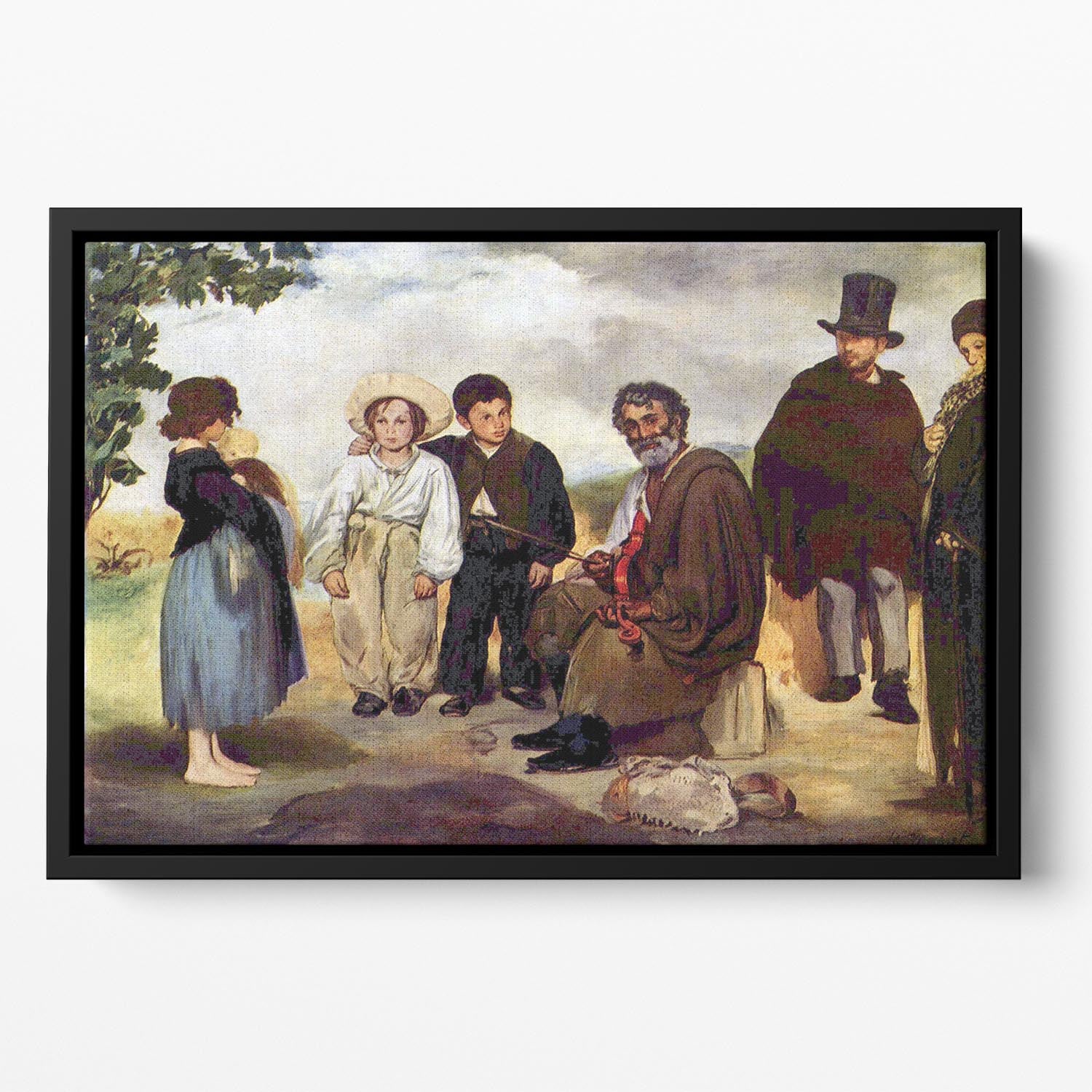 The old musician by Manet Floating Framed Canvas