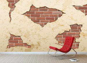 The old shabby concrete and brick cracks Wall Mural Wallpaper - Canvas Art Rocks - 2