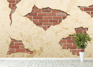 The old shabby concrete and brick cracks Wall Mural Wallpaper - Canvas Art Rocks - 4