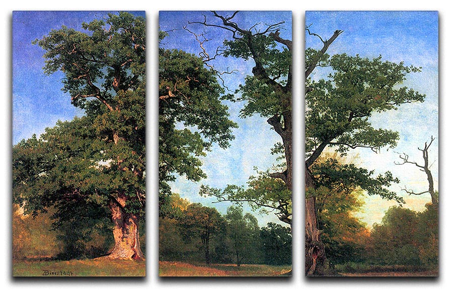 The pioneers of forests by Bierstadt 3 Split Panel Canvas Print - Canvas Art Rocks - 1