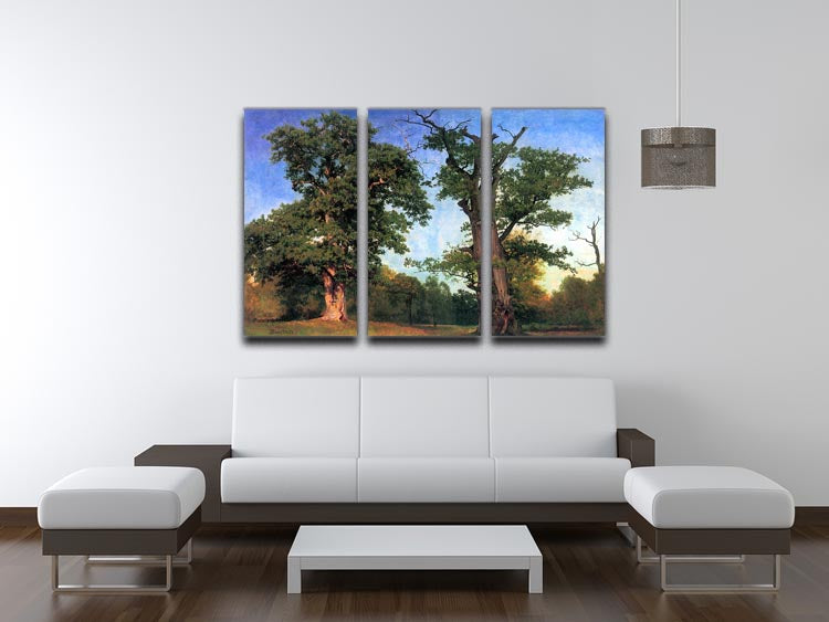 The pioneers of forests by Bierstadt 3 Split Panel Canvas Print - Canvas Art Rocks - 3