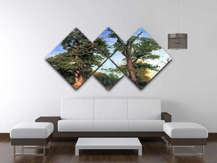 The pioneers of forests by Bierstadt 4 Square Multi Panel Canvas - Canvas Art Rocks - 3