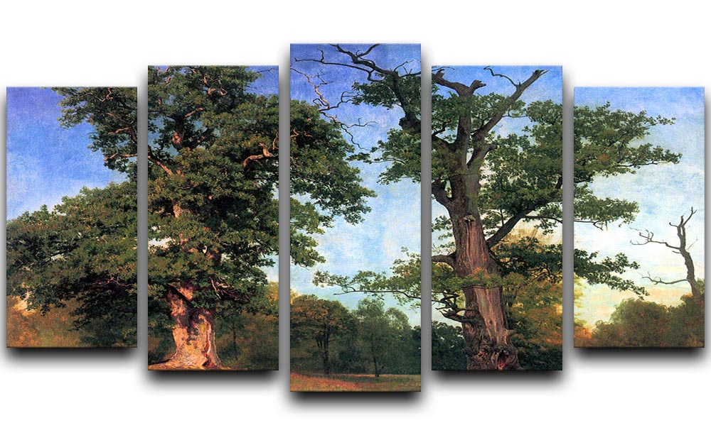 The pioneers of forests by Bierstadt 5 Split Panel Canvas - Canvas Art Rocks - 1