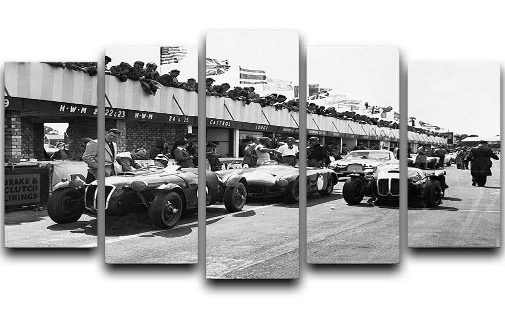 The pit lane at the British Grand Prix at Silverstone in 1953 5 Split Panel Canvas - Canvas Art Rocks - 1