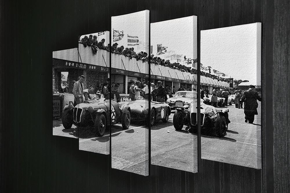 The pit lane at the British Grand Prix at Silverstone in 1953 5 Split Panel Canvas - Canvas Art Rocks - 2